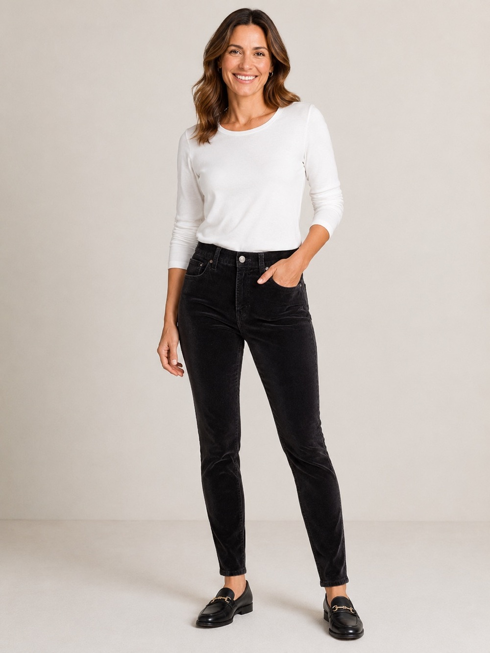 Madewell pants velour black women's size 27 high rise skinny